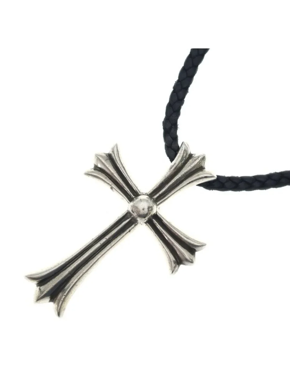 Chrome Hearts CH Crs LG BC Large CH Cross Boro Chip Silver Necklace